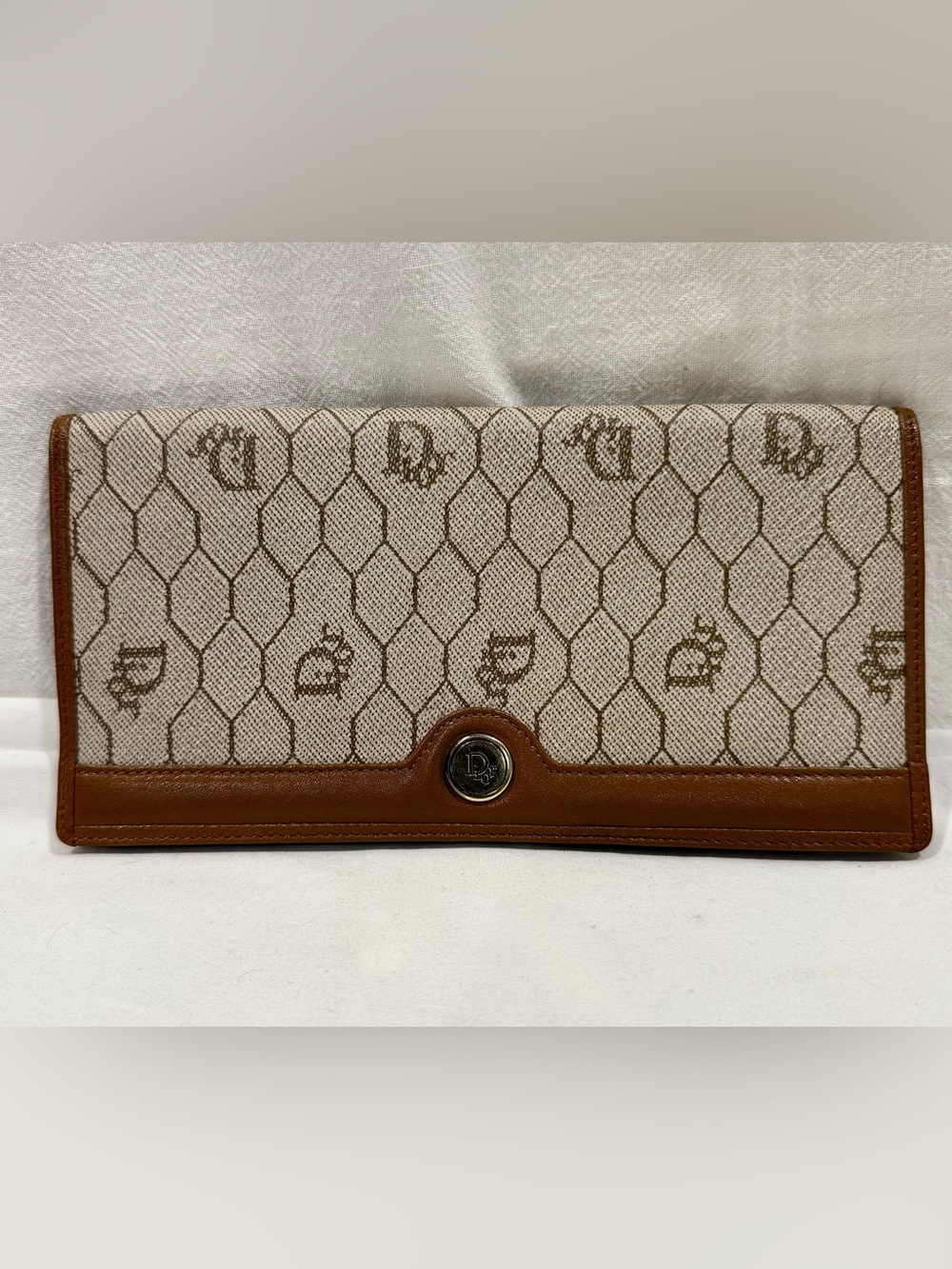 Vintage Christian Dior Honeycomb PVC and Leather Long Bilfold Wallet